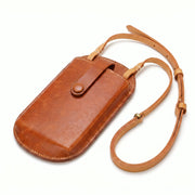 Sac téléphone en cuir fait main avec bandoulière