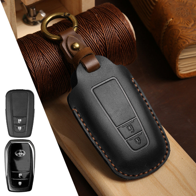 Top kernelæder Toyota nøgletaske