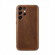 Handgemaakte, plantaardig gelooide lederen Samsung-hoesje – Vintage Patina-editie