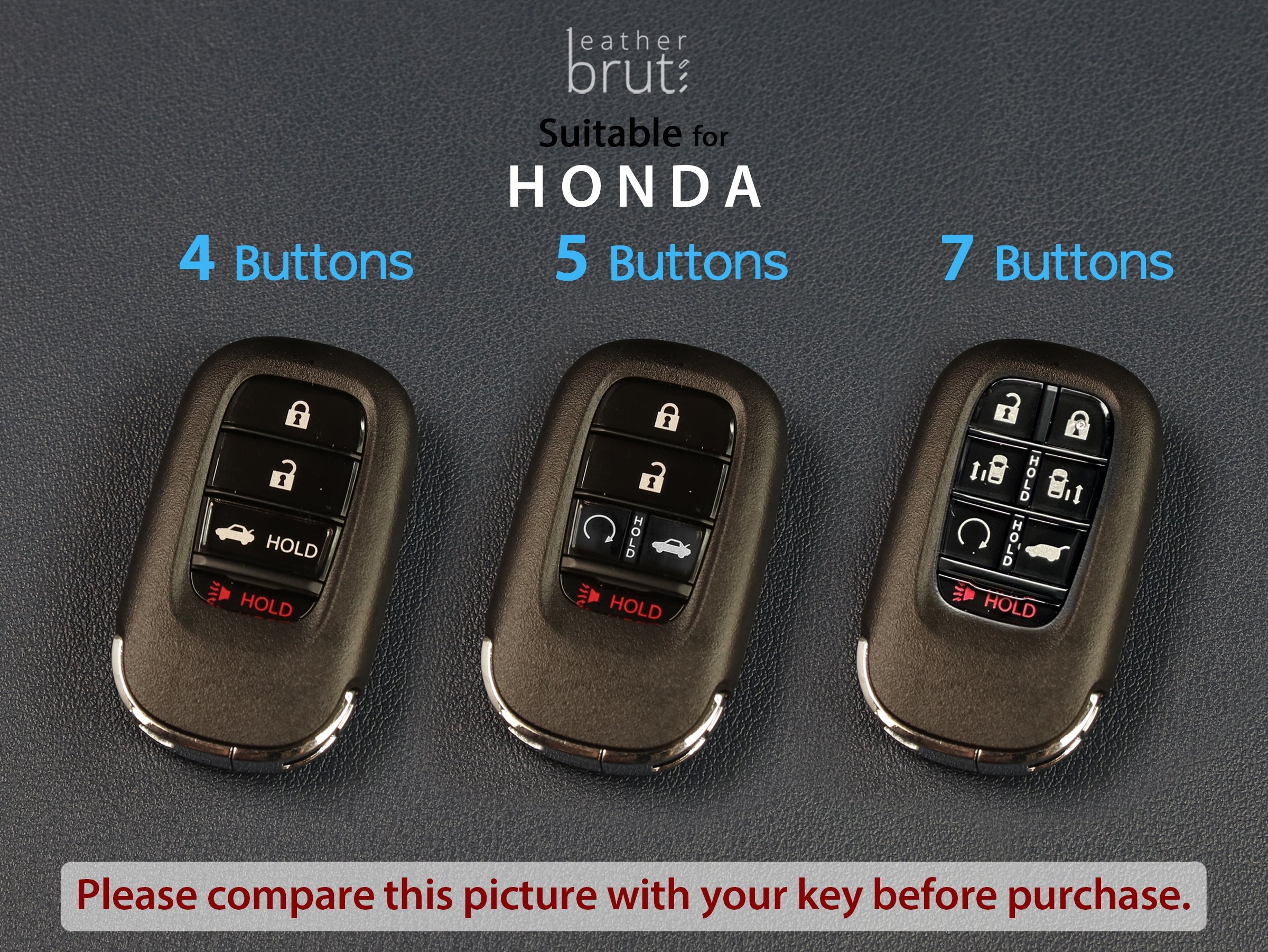 Leather car key Case for Honda [2-4/5/7] Key Fob