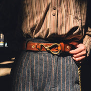 first layer cowhide leather belt brass hook buckle trouser belt