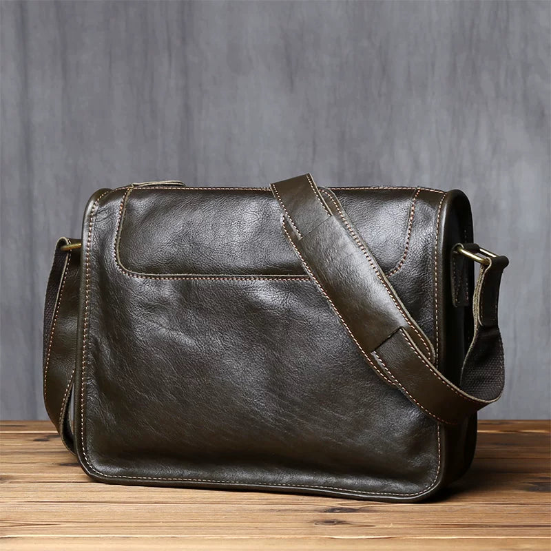 Vintage Top Grain Leather Men's Crossbody Messenger Bag