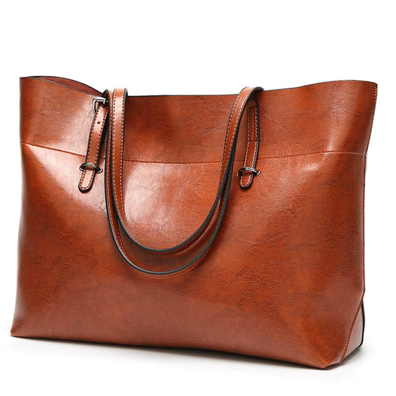 Dark Blue soft leather commuter tote bag