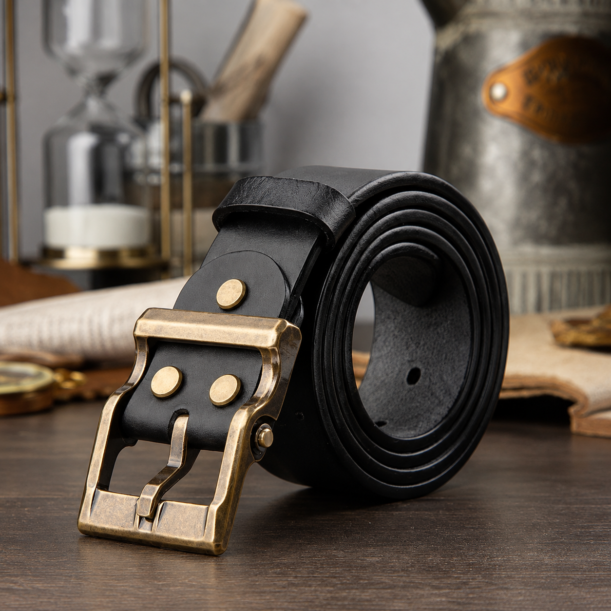 Premium Waxed Genuine Leather Belt | Heritage Brass Buckle
