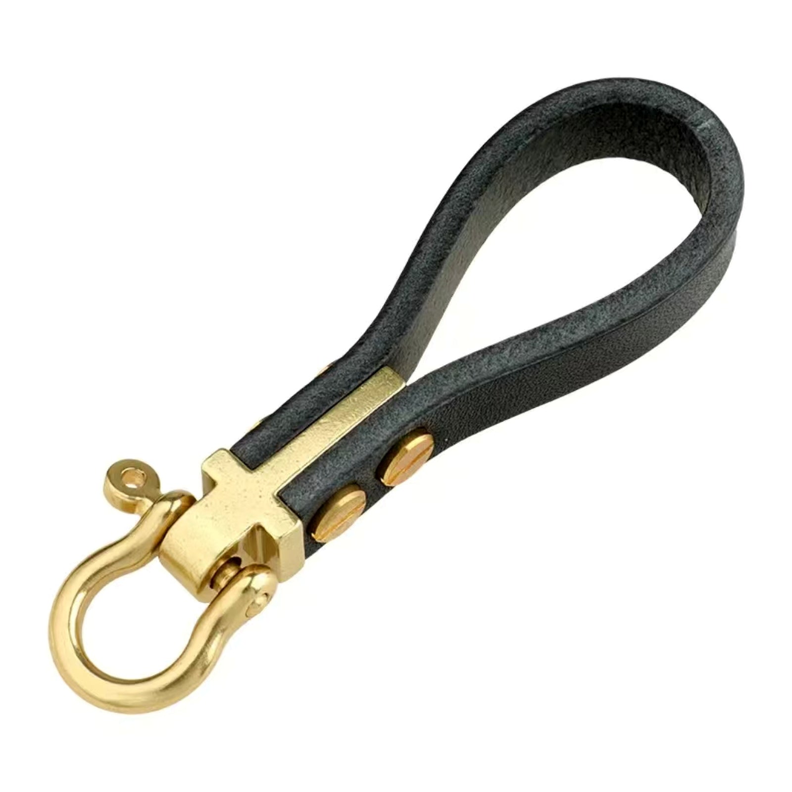 Black brass horseshoe shackle on white background