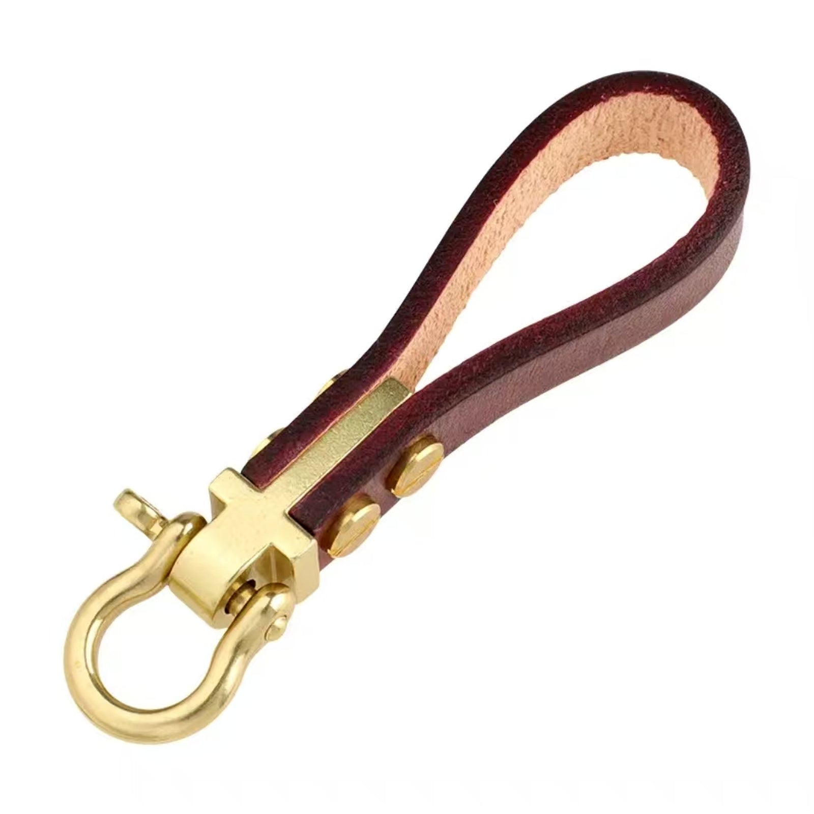 Brown brass horseshoe shackle on white background