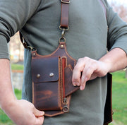 wearable leather bag, holster vest bag