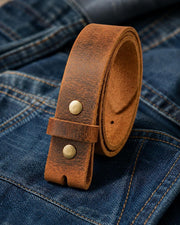 Leather Belt Without Buckle 1 1\2 Belt for your buckle | Brown leather no buckle belt | Buffalo Leather Belt for men | snap on leather belt