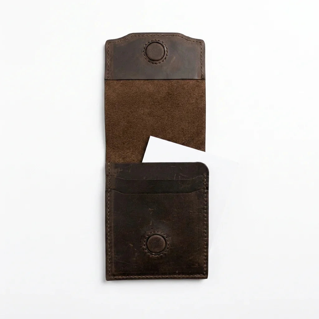 Vintage Handcrafted Full-Grain Leather Snap Wallet