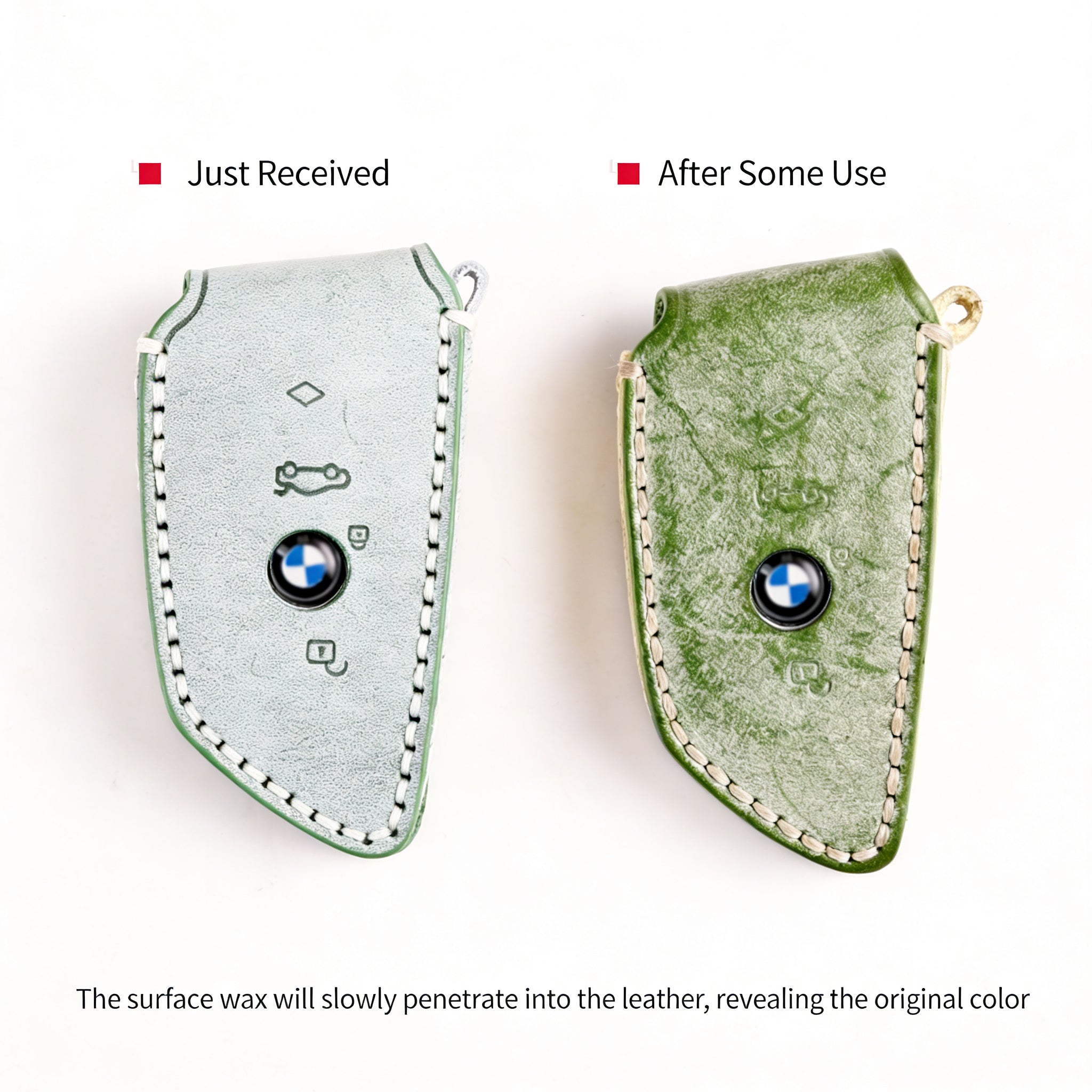 Håndlavet nøgletaske i ægte læder til BMW