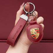 Echt lederen Porsche sleutelhanger